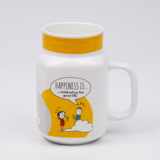 Melina Set of 4 Bone China Printed Mason Mug - 560ml