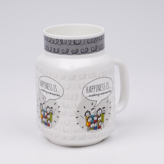 Melina Set of 4 Bone China Printed Mason Mug - 560ml