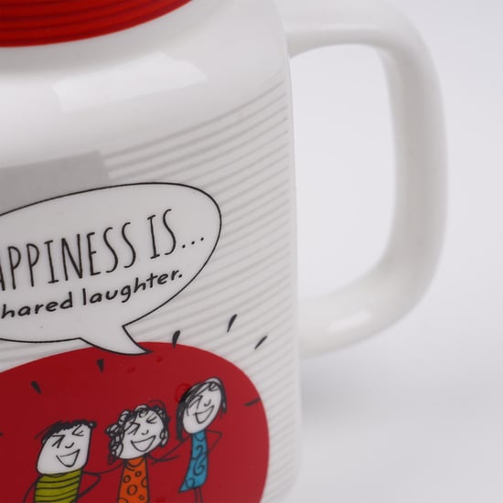 Melina Set of 4 Bone China Printed Mason Mug - 560ml