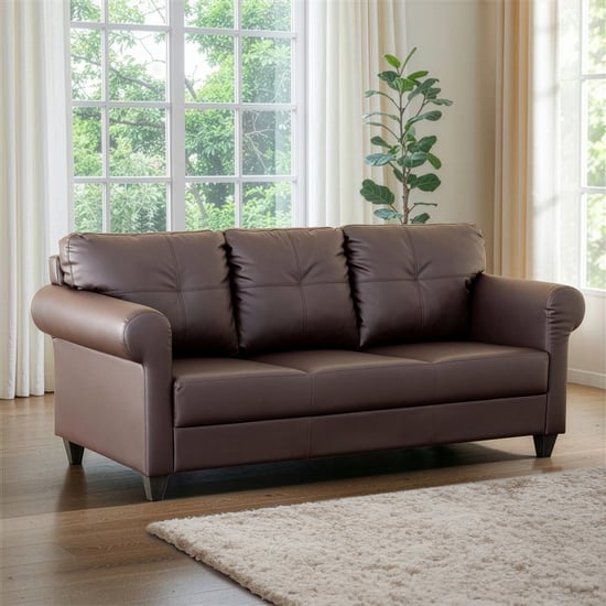 Helios Roslyn Nxt Faux Leather 3-Seater Sofa - Brown