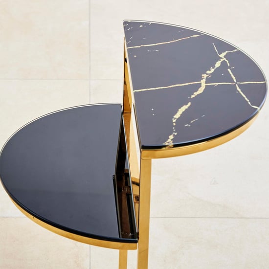 Monarch Tempered Glass End Table - Black and Gold