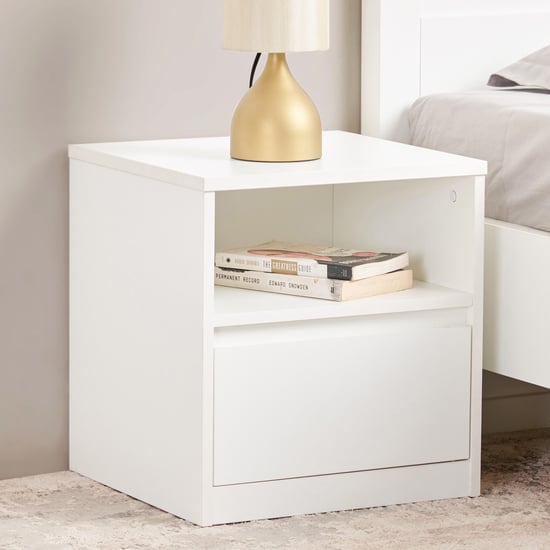 Helios Reynan NXT Bedside Table with Drawer - White