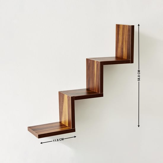 Capricorn W Shaped Wall Shelf - Brown