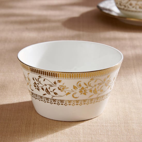 Midas Set of Bone China Printed Serving Bowls 470 ml White