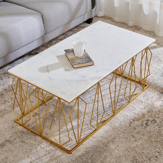 Helios Parker Marble Top Coffee Table - Gold