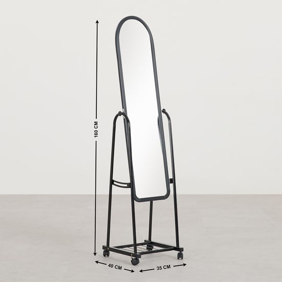 Helios Polaris Metal Standing Mirror - Black