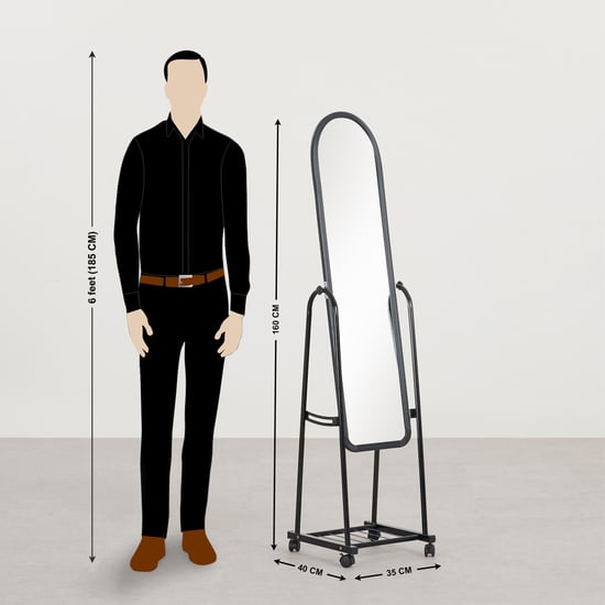 Helios Polaris Metal Standing Mirror - Black