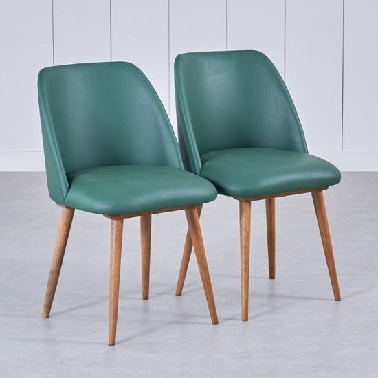 Fern Living Set of 2 Faux Leather Dining Chair - Green