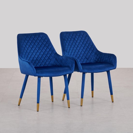 Paris Set of 2 Velvet Dining Chairs -  Blue
