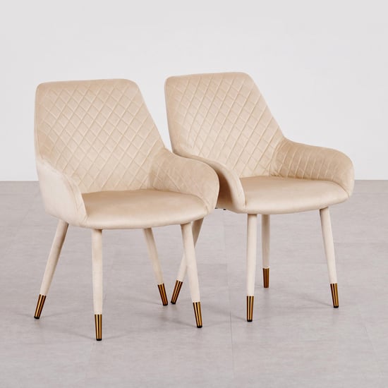 Paris Set of 2 Velvet Dining Chairs - Beige