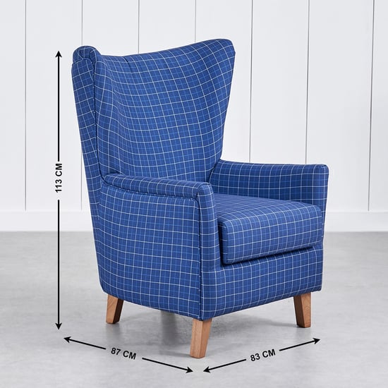 Santorini Fabric Wing Chair with Cushion - Blue