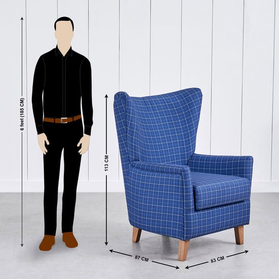 Santorini Fabric Wing Chair with Cushion - Blue