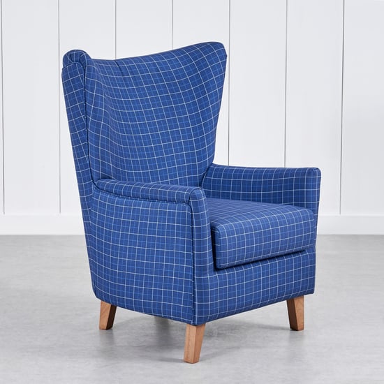 Santorini Fabric Wing Chair with Cushion - Blue