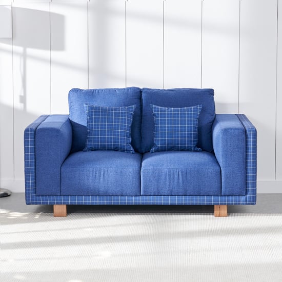 Santorini Fabric 2-Seater Sofa with Cushions - Blue