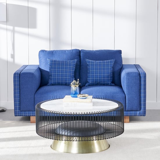 Santorini Fabric 2-Seater Sofa with Cushions - Blue