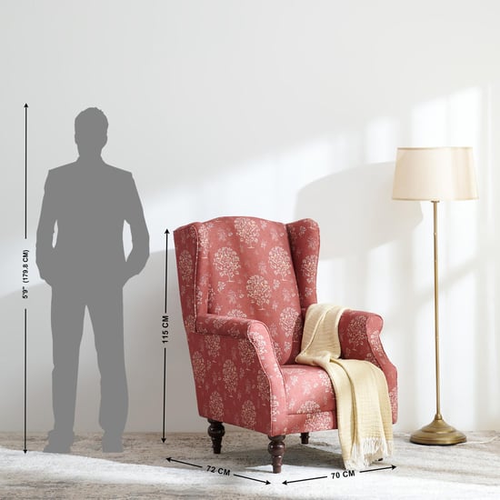 Helios Tulip Fabric Wing Chair - Brown