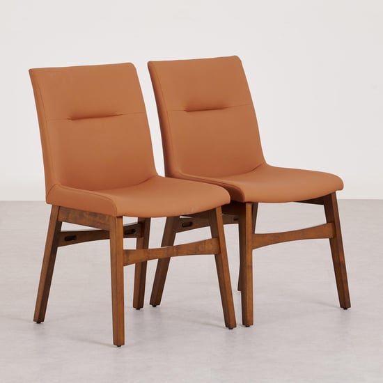 Falcon Set of 2 Faux Leather Dining Chairs - Brown