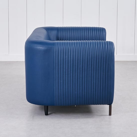 Sapphire Half Leather 3+2 Seater Sofa Set with Cushions - Blue
