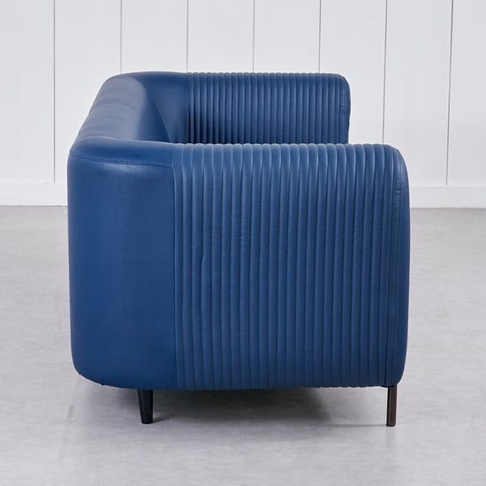 Sapphire Half Leather 3+2 Seater Sofa Set with Cushions - Blue