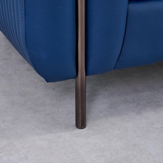 Sapphire Half Leather 3+2 Seater Sofa Set with Cushions - Blue