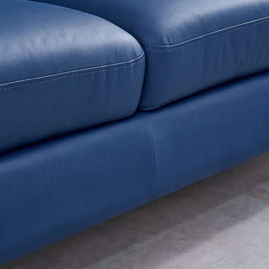 Sapphire Half Leather 3+2 Seater Sofa Set with Cushions - Blue