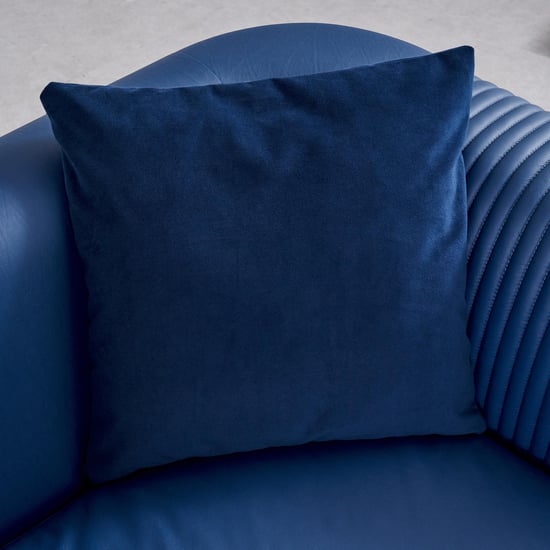 Sapphire Half Leather 3+2 Seater Sofa Set with Cushions - Blue