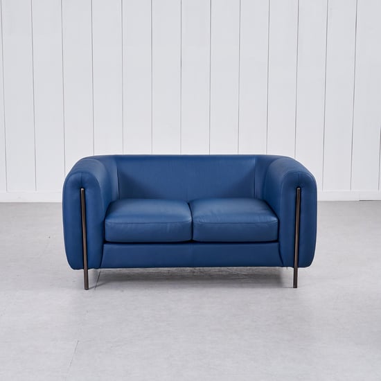 Sapphire Half Leather 3+2 Seater Sofa Set with Cushions - Blue