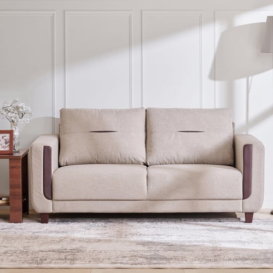 Berry Fabric 3-Seater Sofa - Beige