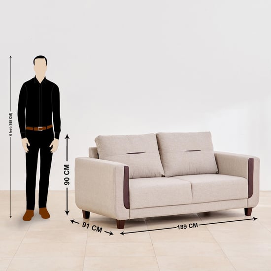 Berry Fabric 3-Seater Sofa - Beige
