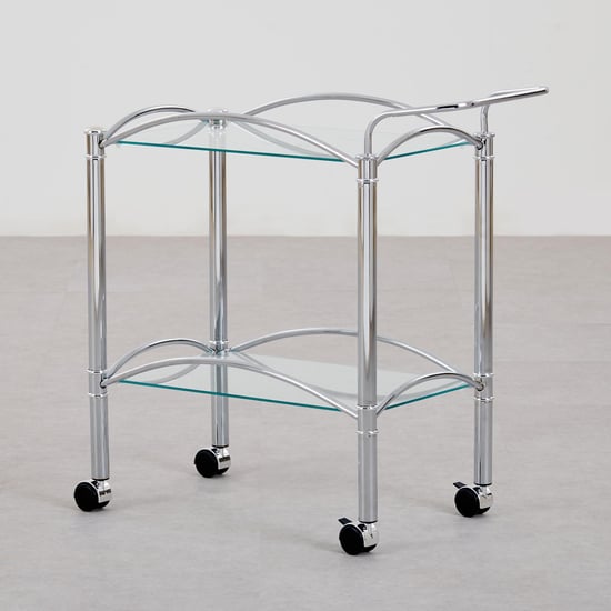 Ventura Glass Top Serving Trolley - Silver