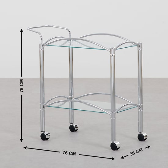Ventura Glass Top Serving Trolley - Silver