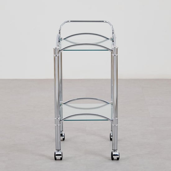 Ventura Glass Top Serving Trolley - Silver