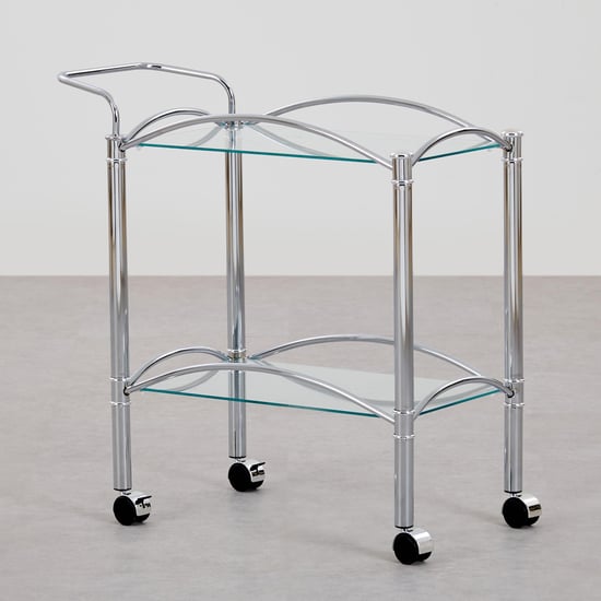 Ventura Glass Top Serving Trolley - Silver