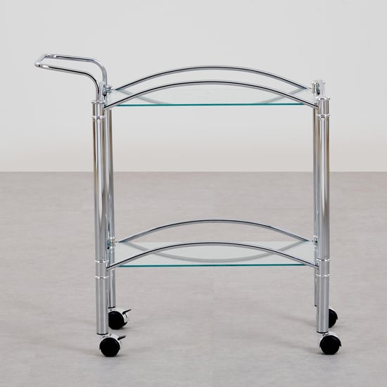 Ventura Glass Top Serving Trolley - Silver