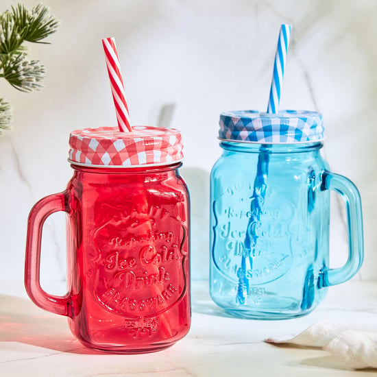 Corsica Medika Set of 2 Glass Mason Jar with Straw - 450ml