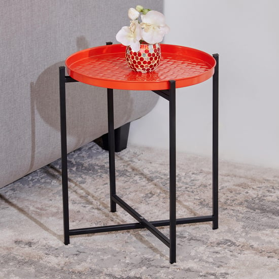 Helios Manor Metal End Table - Red