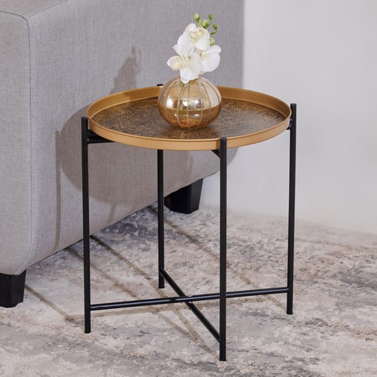 Helios Seville Metal End Table - Gold