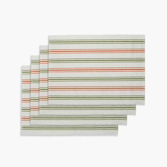 STELLAR HOME Kitchen Set of 4 Cotton Striped Placemats