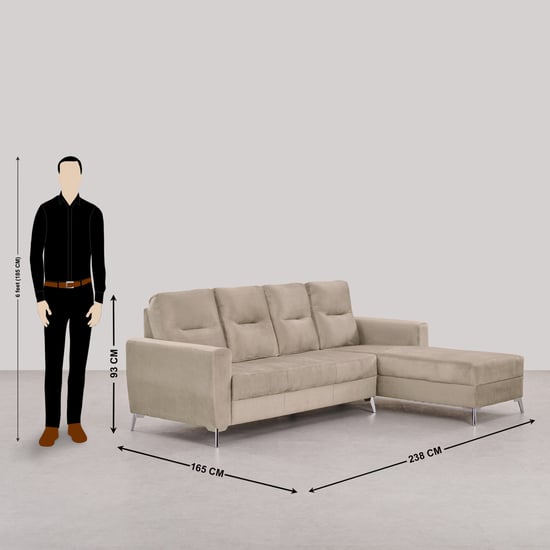 HELIOS Vive Fabric 3-Seater Right Corner Sofa with Lounge - Beige