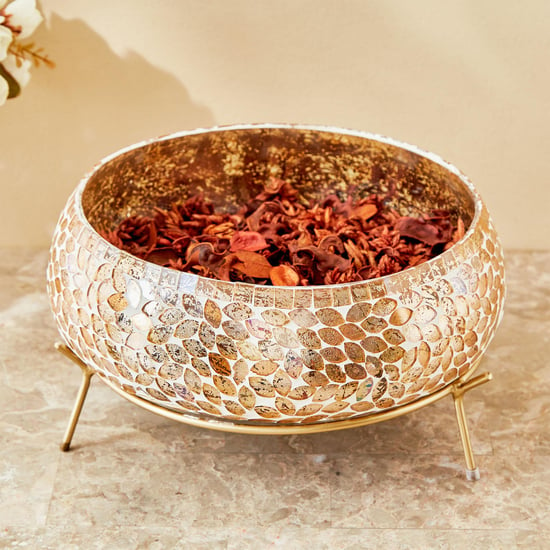 Mabel Arlen Glass Mosaic Decorative Bowl with Stand