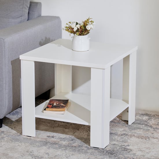 Clary Marble Top End Table - White