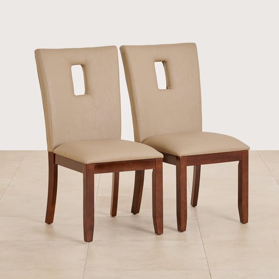 (Refurbished) Oxville Set of 2 Faux Leather Dining Chairs -  Beige