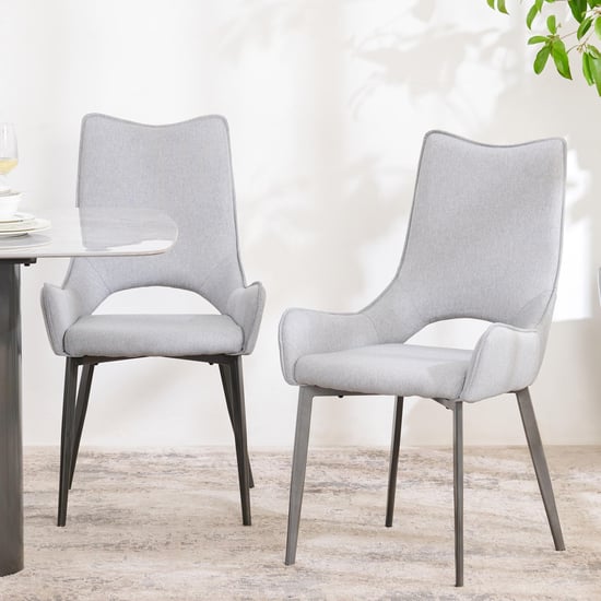 Marquina Set of 2 Fabric Dining Chairs - Grey