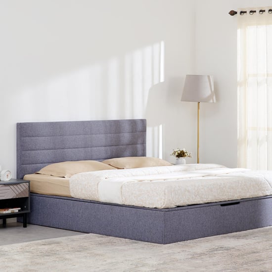 Connect Planks King Bed with Hydraulic Storage - Grey