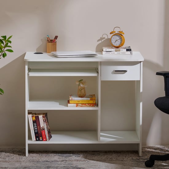 Quadro NXT Computer Desk with Drawer - White