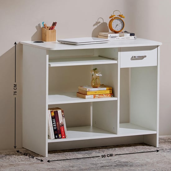 Quadro NXT Computer Desk with Drawer - White