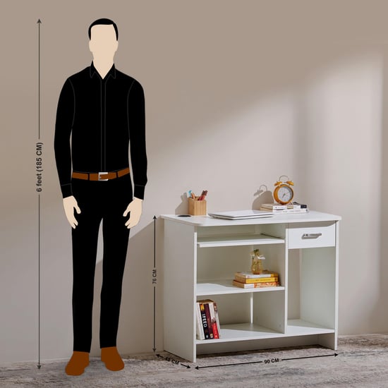 Quadro NXT Computer Desk with Drawer - White