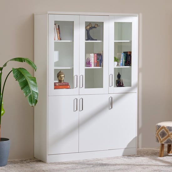 Quadro 3-Door Book Cabinet - White