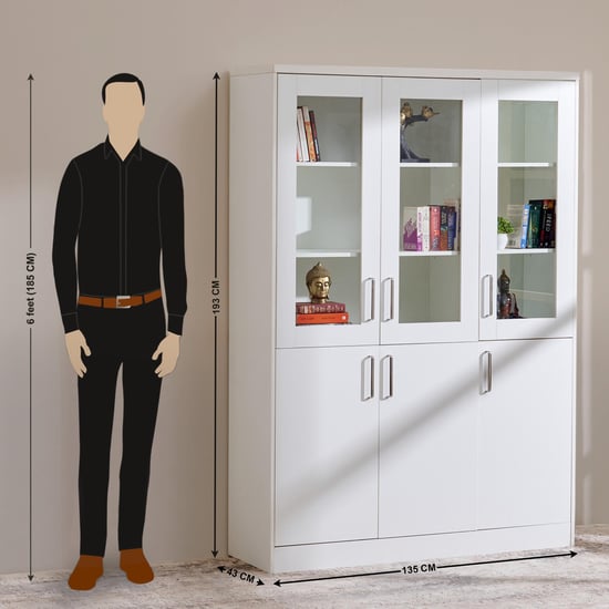 Quadro 3-Door Book Cabinet - White