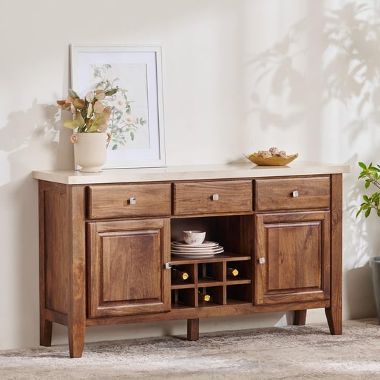 Giza Composite Marble Top Sideboard - Beige and Brown